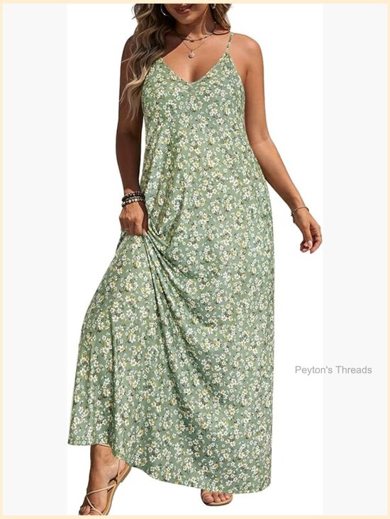 Dresses & Skirts - Plus Size Sleeveless Spaghetti Strap Maxi Dress with Pockets